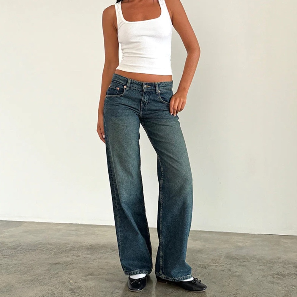 Motel Rocks Parallel Jeans (Low Rise Parallel Jeans In Bright Blue)